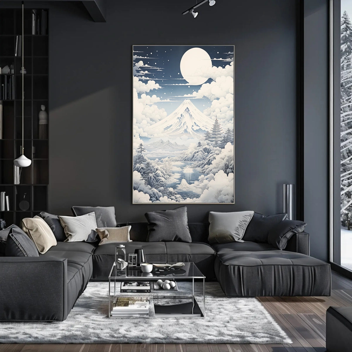Serene Mount Fuji Nightscape Cultural or Heritage Poster