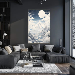 Serene Mount Fuji Nightscape Cultural or Heritage Poster