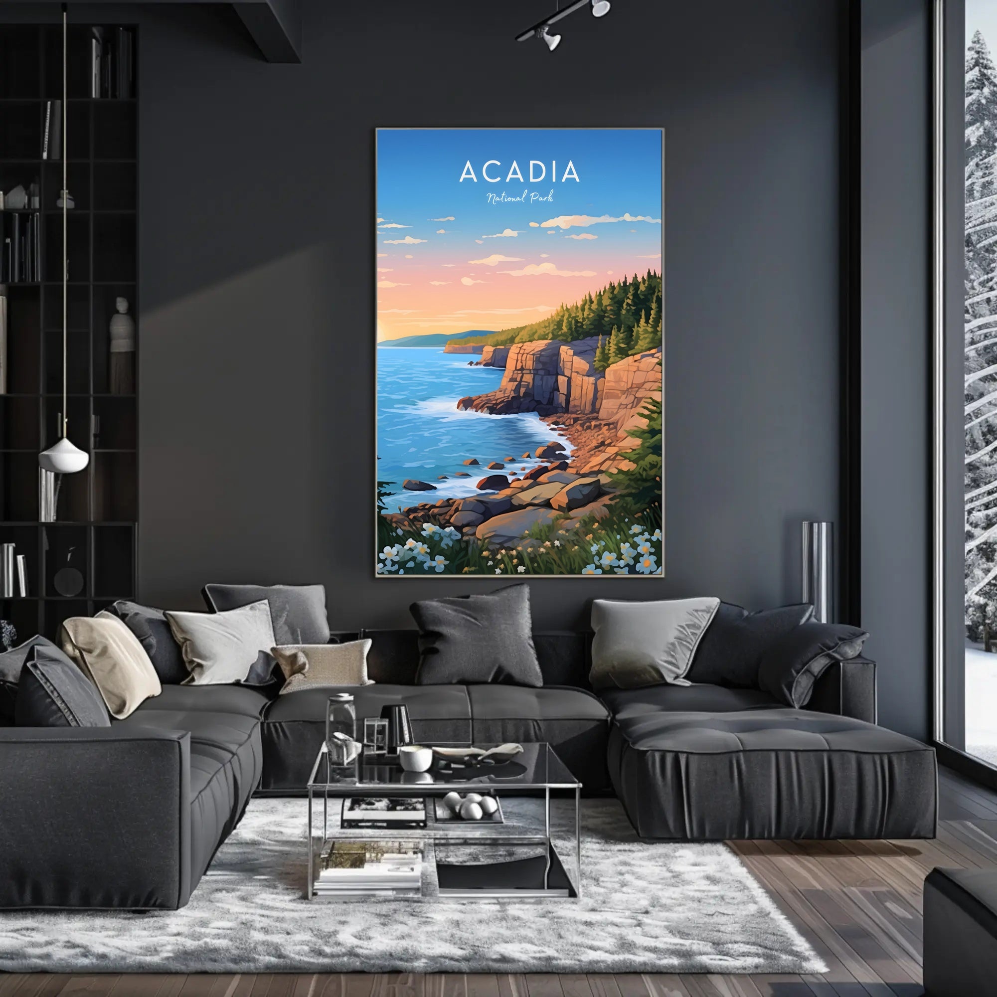 Scenic Coastal Sunrise Acadia National Park Poster