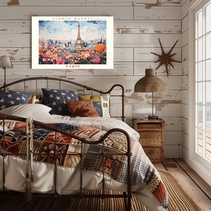 Vibrant Paris Scene with Eiffel Tower Travel Poster