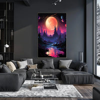 Surreal Cosmic Landscape: Vibrant Alien World Poster