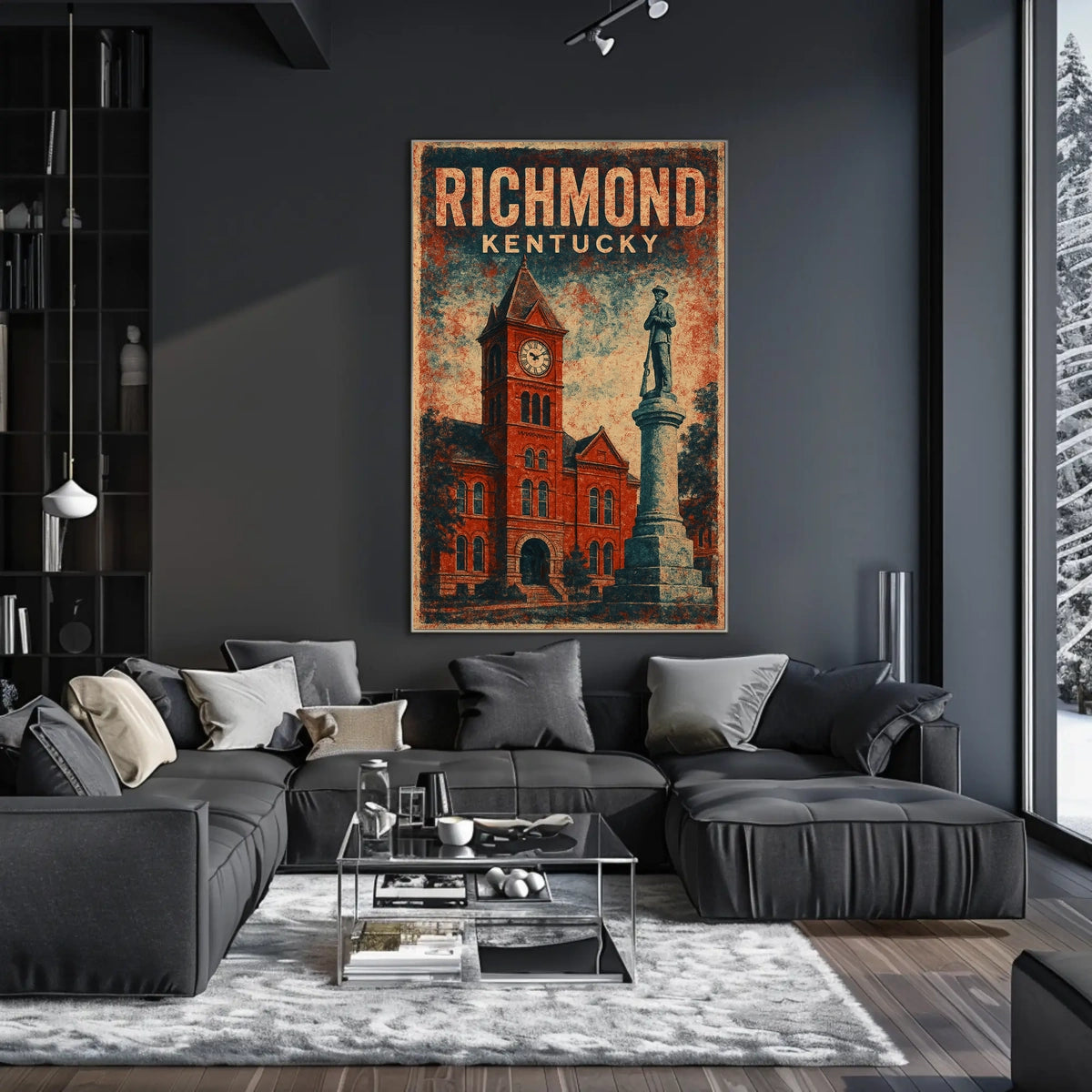 Richmond Kentucky Clock Tower Cultural Heritage Vintage Americana Nostalgic Townscape Poster
