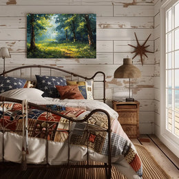 Serene Impressionist Forest Scene Art Poster