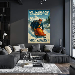 Switzerland Bobsleigh Team Chamonix 1924 Poster