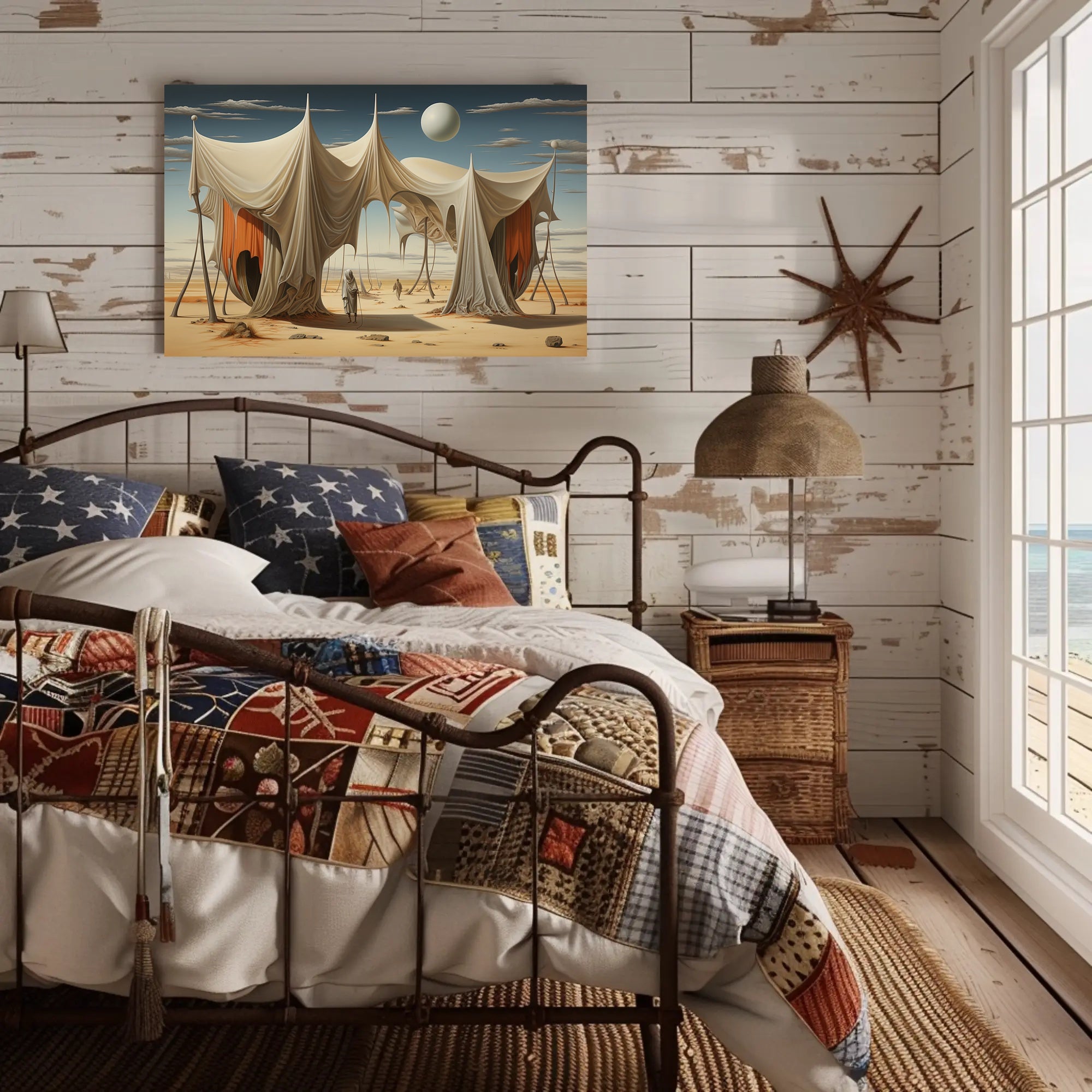 Surreal Desert Dreamscape in Futuristic Sci-Fi Poster