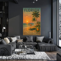 Florida Sunset: Vintage Travel Poster
