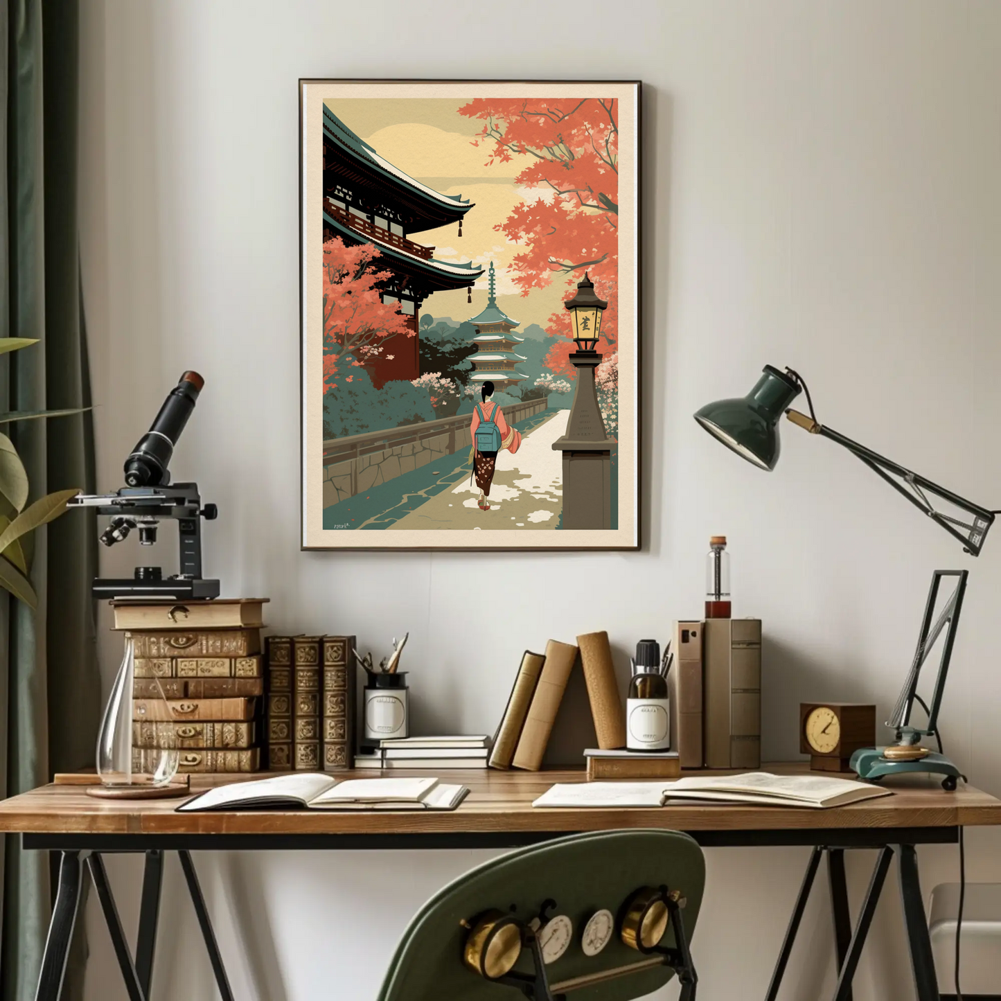 Vintage Poster Japan Temple Autumn