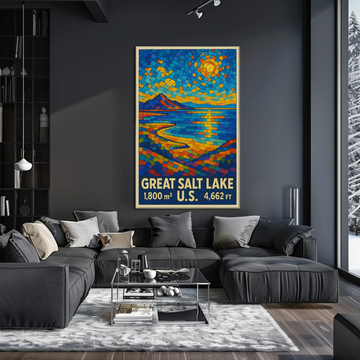 Great Salt Lake Vibrant Mosaic Landscape Poster
