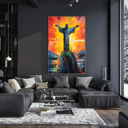 Vibrant Abstract Christ Statue Art: Abstract or Artistic Poster