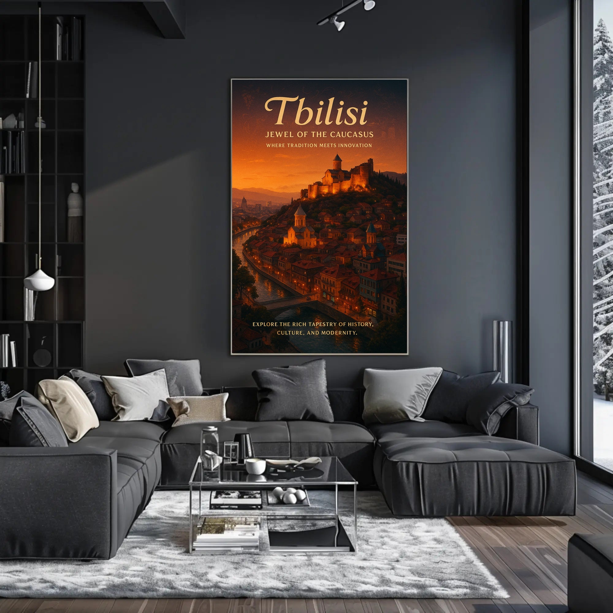 Tbilisi at Sunset: Romantic Urban or Cityscape Poster