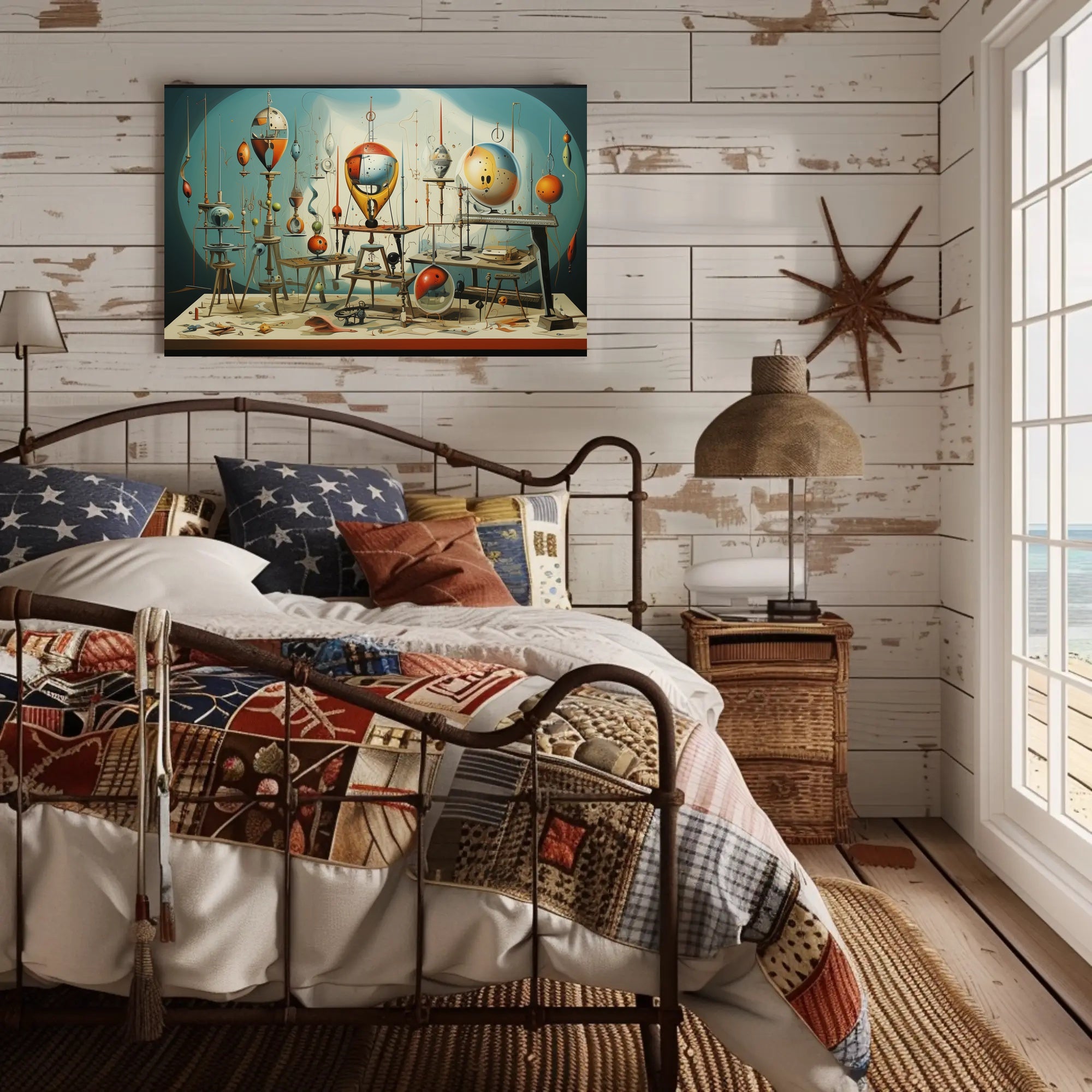 Surreal Mechanical Geometric Structures Abstract Artistic Poster