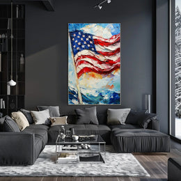 Large American Flag Waving Abstract Artwork Poster