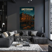 Serene Amsterdam Evening Travel Poster PosterGoat
