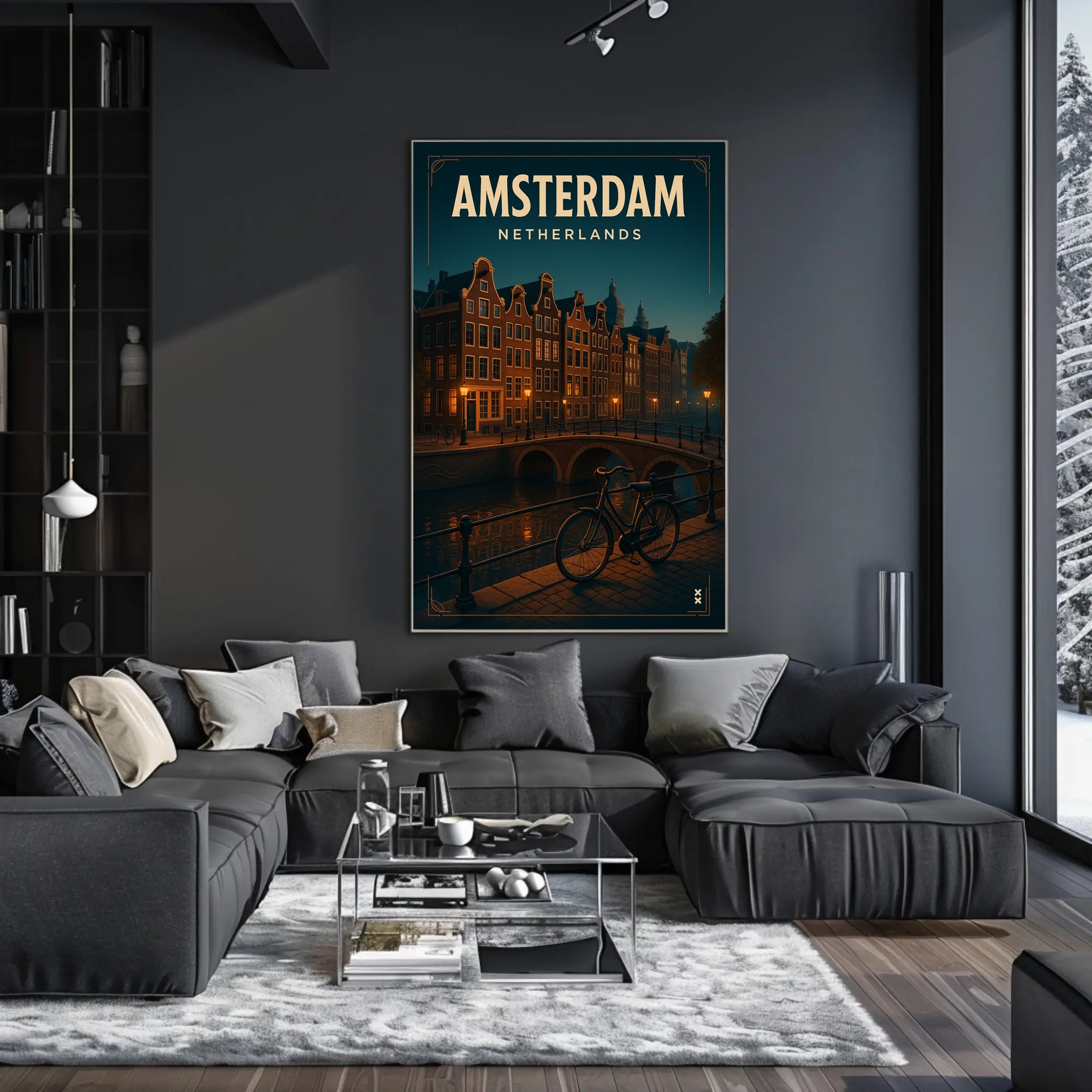 Serene Amsterdam Evening Travel Poster PosterGoat
