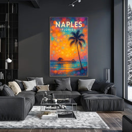 Naples Florida Sunset Poster Coastal Wall Art 18x24