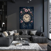Ornate Clock and Roses Design: Artistic or Pop Culture Poster