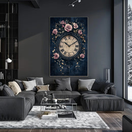 Ornate Clock and Roses Design: Artistic or Pop Culture Poster
