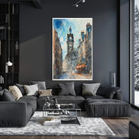 Urban Clock Tower Scene Poster PosterGoat