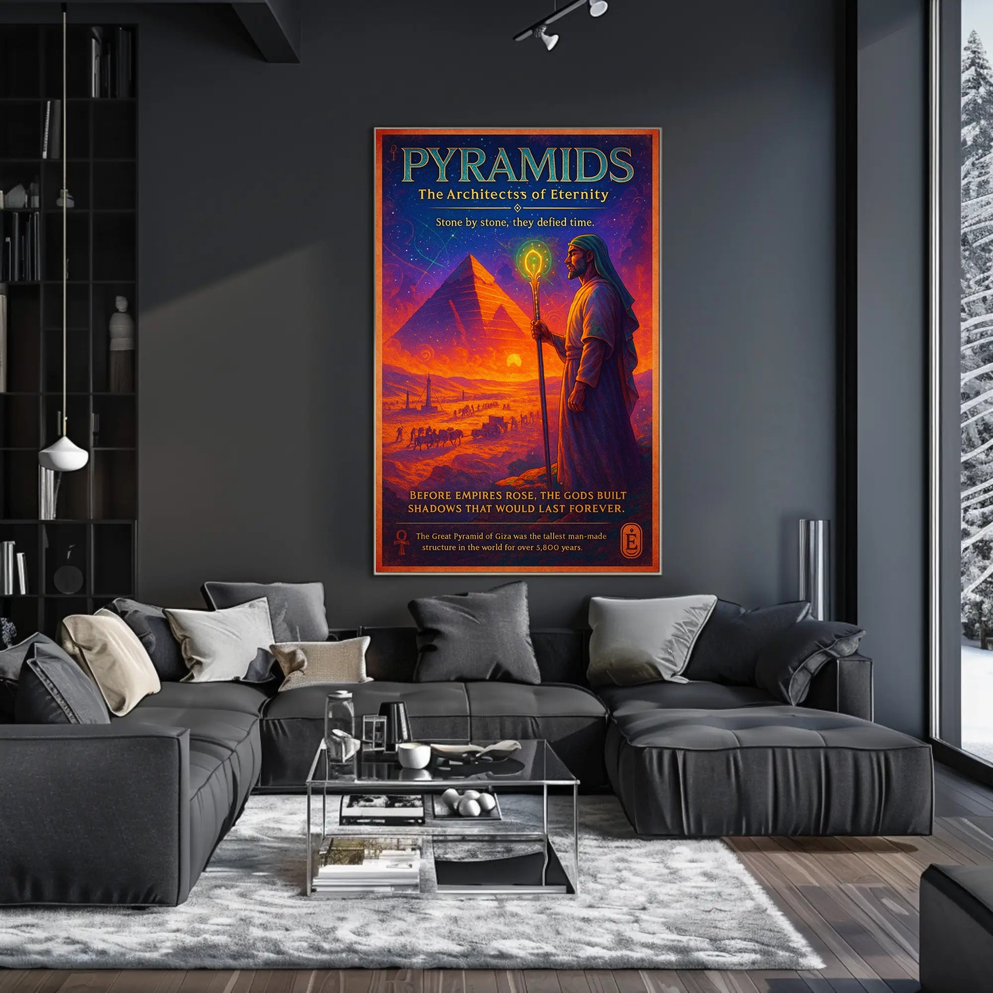 Pyramids of Giza Mystical Vintage Cultural or Heritage Poster