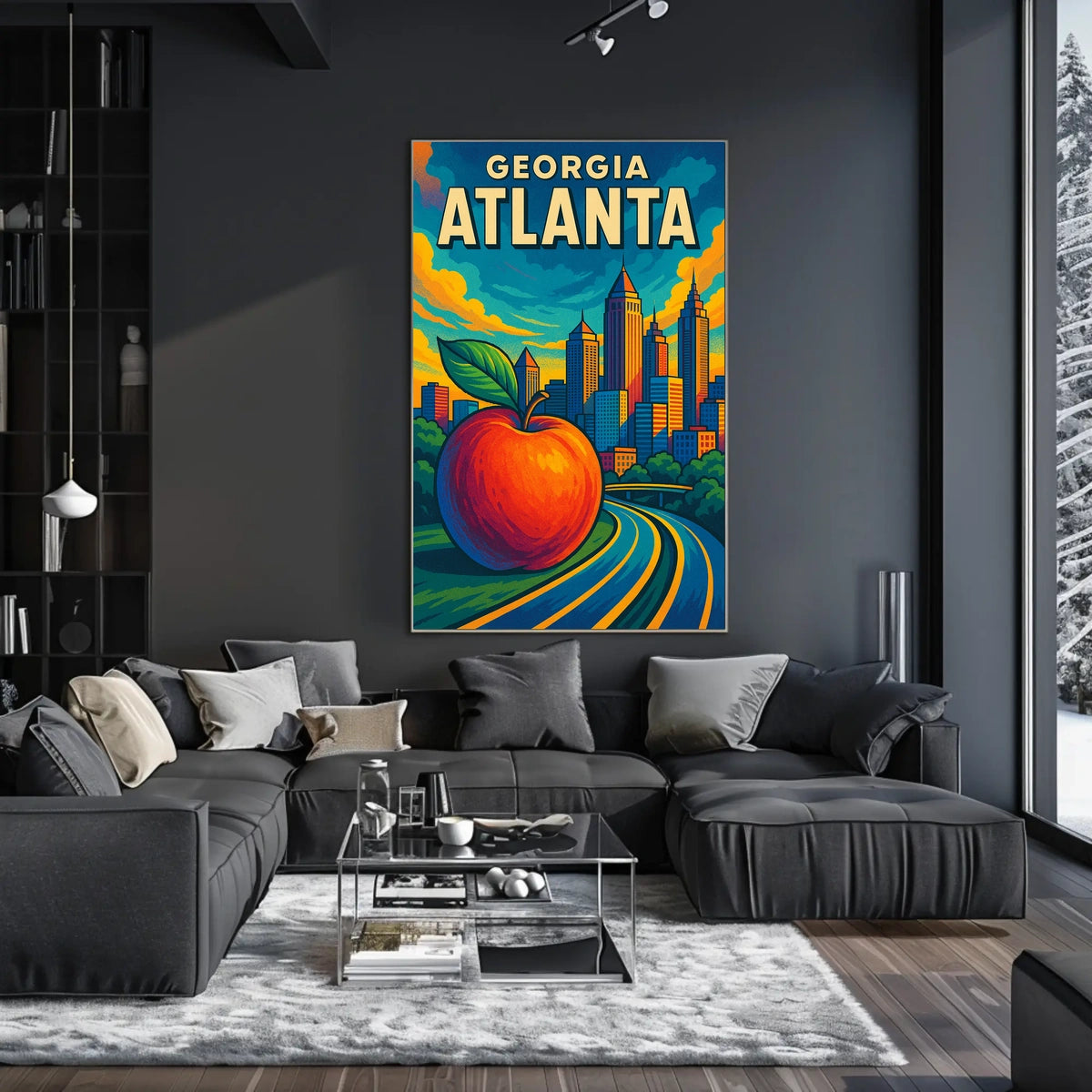 Atlanta Skyline and Peach Poster