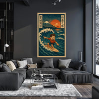 Surfing Adventure at Sunset Poster