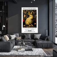 Vintage Rabbit with Floral Pattern Artistic Poster