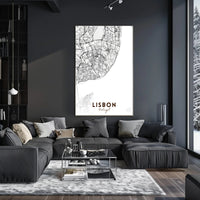 Lisbon Modern Minimalist Map Art Print Urban or Cityscape Poster