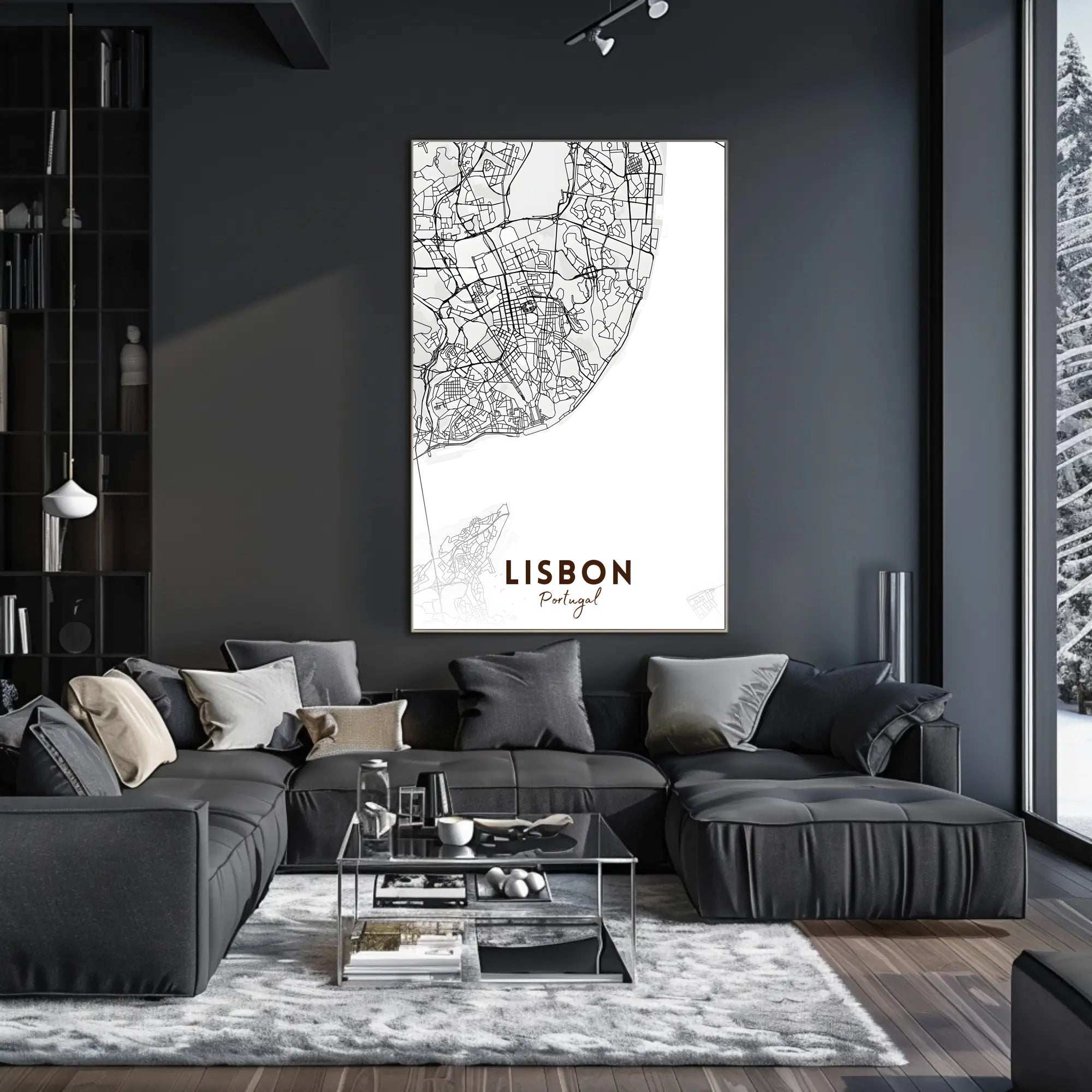 Lisbon Modern Minimalist Map Art Print Urban or Cityscape Poster