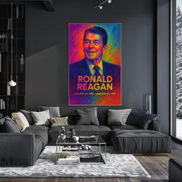 Ronald Reagan 40th President of the United States Neon Gradient Overlay Poster