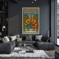 Christmas Wrestling Reindeer Festive Holiday Poster Art