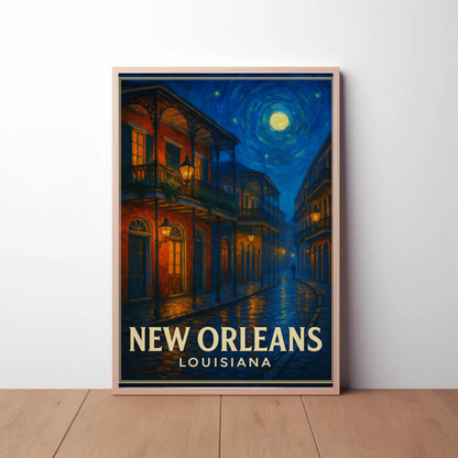 New Orleans Louisiana Starry Night French Quarter Travel Poster