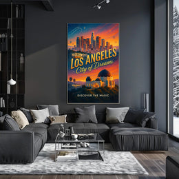 Los Angeles Skyline Vintage Travel Poster Art