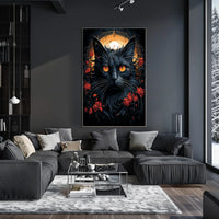 Exquisite Black Cat with Mesmerizing Eyes Animal Poster