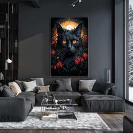Exquisite Black Cat with Mesmerizing Eyes Animal Poster