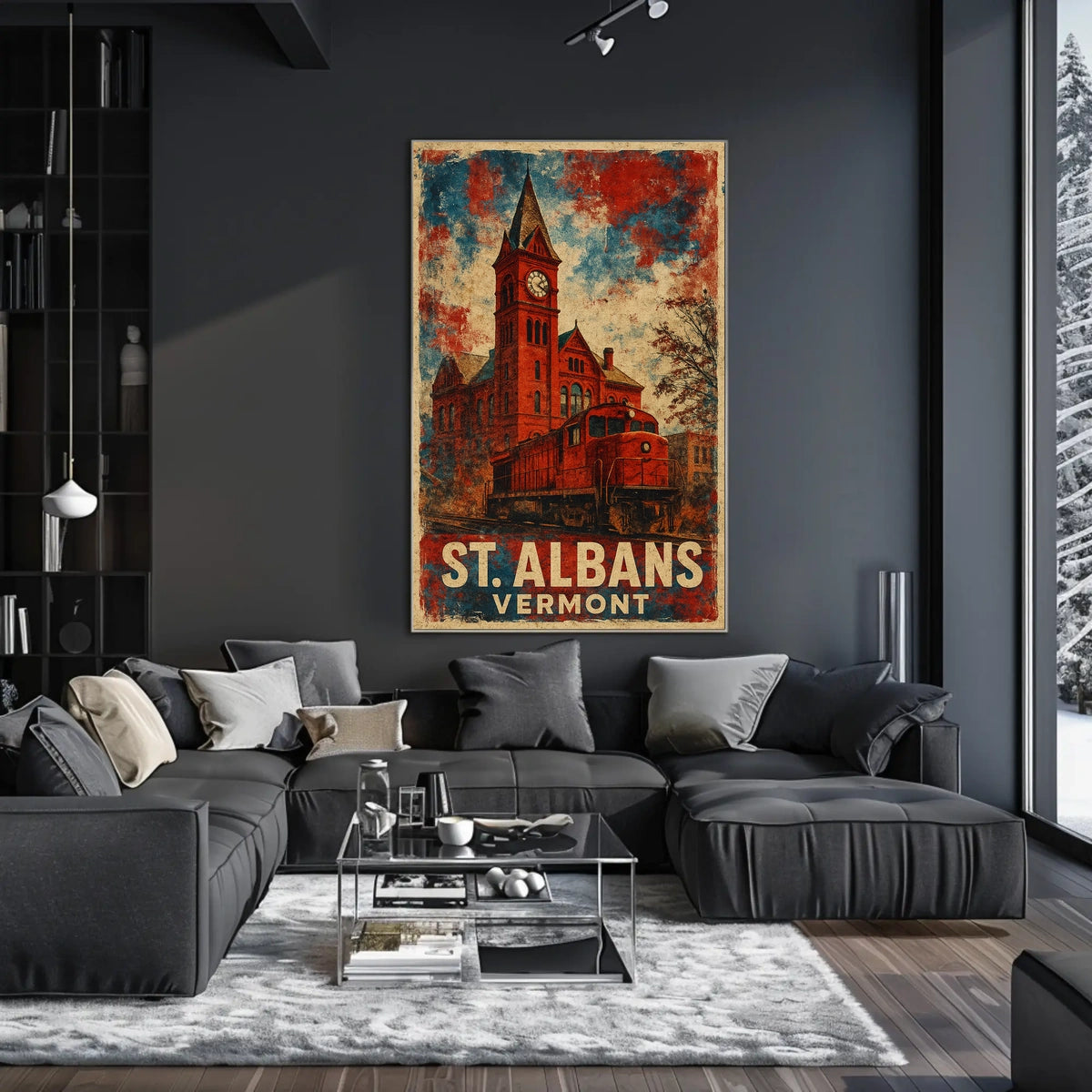Timeless Vintage St Albans Clock Tower Travel Art Deco Retro 80s Collectors Edition Poster