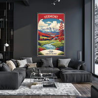 Vermont Autumn Scene Vintage Travel Poster