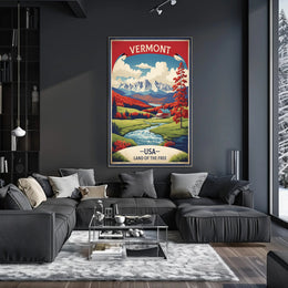 Vermont Autumn Scene Vintage Travel Poster