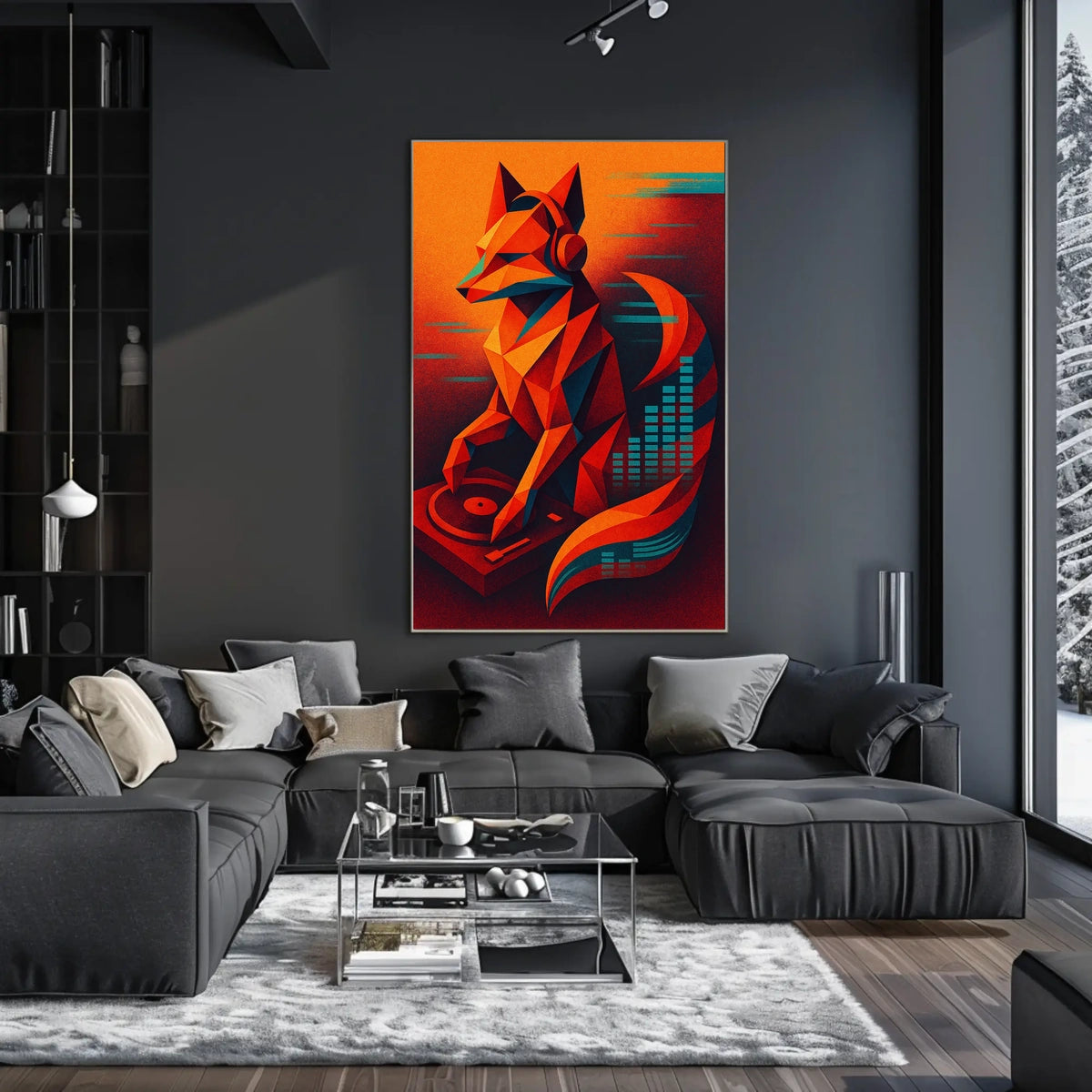 Geometric Fox Dj Poster