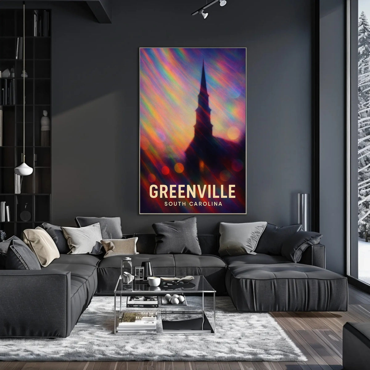 Greenville Skyline Digital Painting Wanderlust Poster