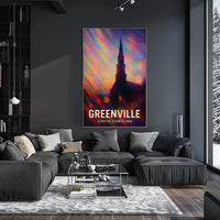 Greenville Skyline Digital Painting Wanderlust Poster