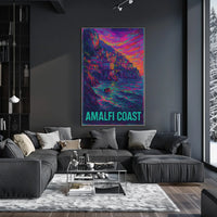 Amalfi Coast Vibrant Seascape Poster Turquoise Waters