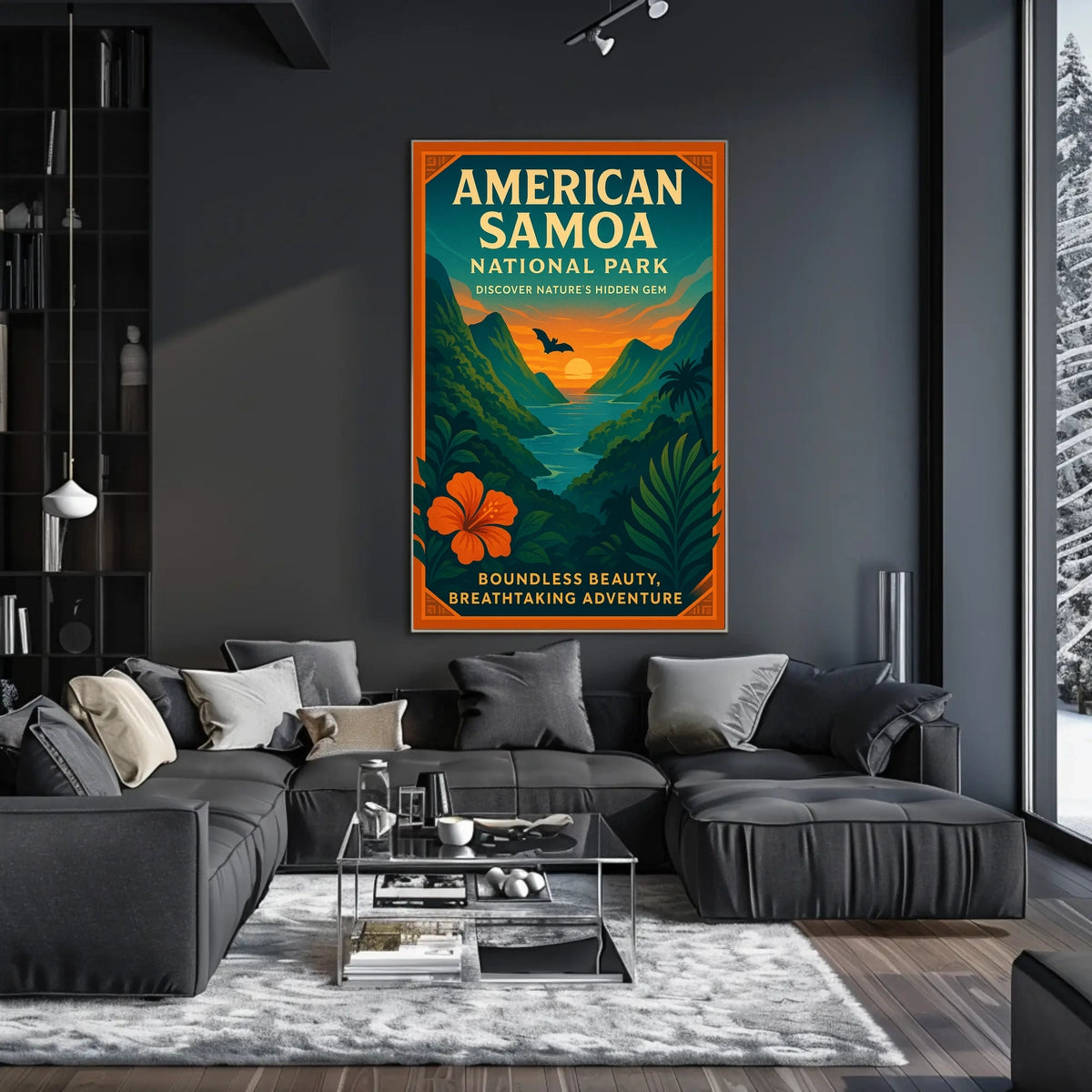 American Samoa Sunset, Lush Landscape National Park Poster