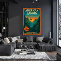 American Samoa Sunset, Lush Landscape National Park Poster