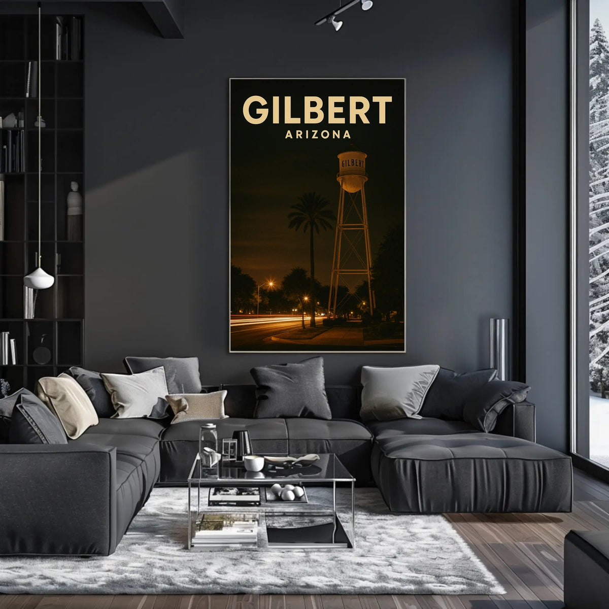 Gilbert Arizona Nighttime Landmark Realism Timeless Poster