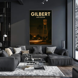 Gilbert Arizona Nighttime Landmark Realism Timeless Poster