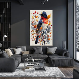 Geometric Bird In Autumn Foliage Poster