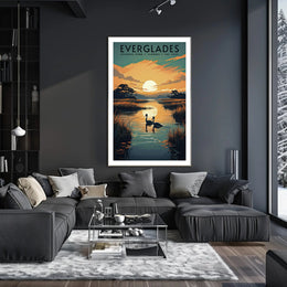 Everglades Sunset Poster Travel Wall Art Print