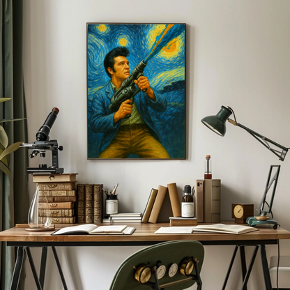 Elvis Starry Night Warrior Strength In Stars Vintage Travel Poster