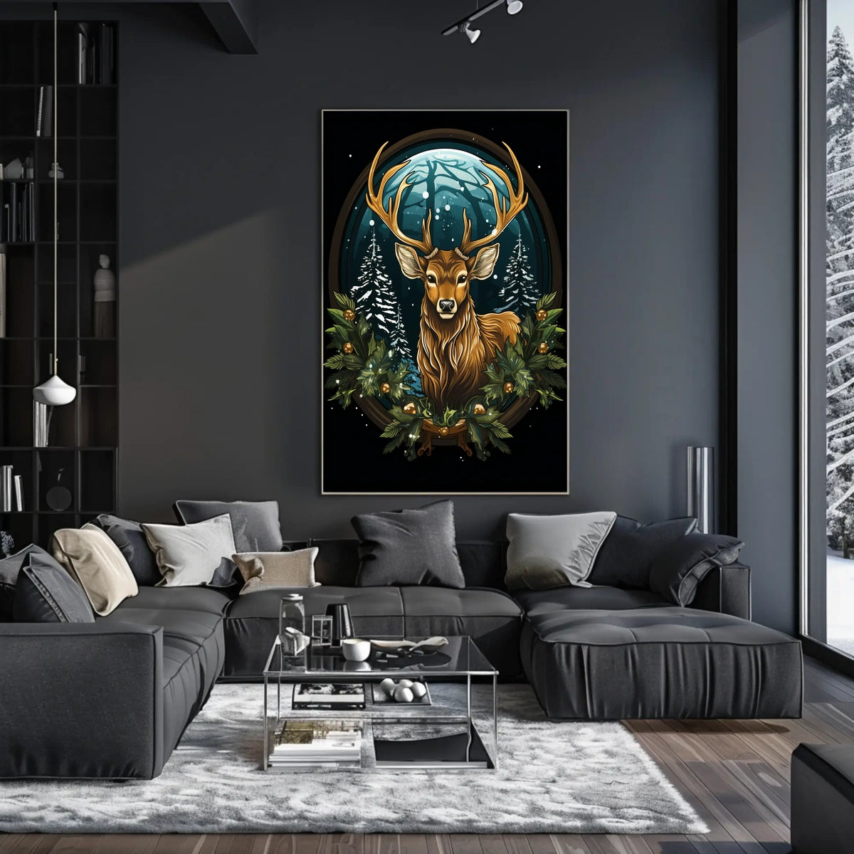 Majestic Winter Stag Poster