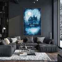 Victorian Mansion Nightscape Gothic Vibes Artistic Poster